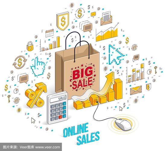 网上商店概念,网上商店,网上销售,购物袋与电脑鼠标连接隔离上白.